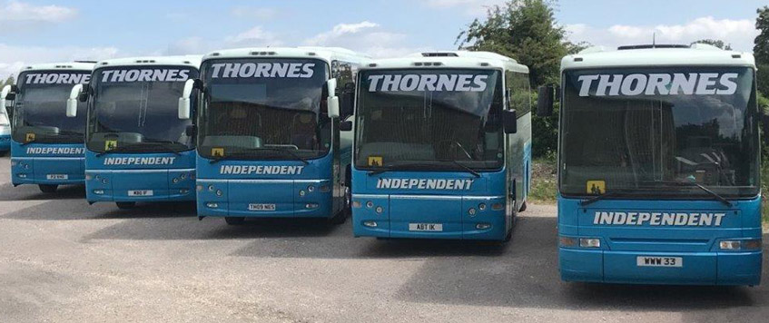 a line of thornes buses available for coach hire in selby